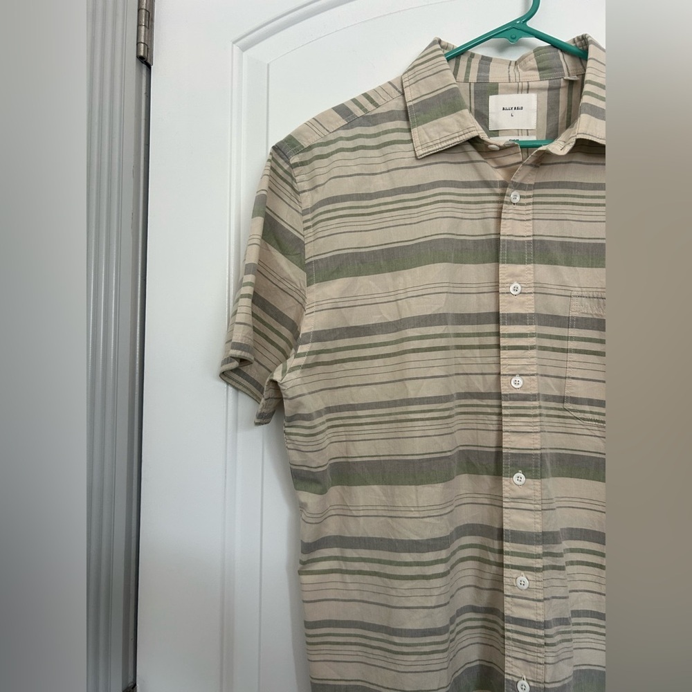 Billy Reid Treme 100% Cotton Button Up Short Sleeve Shirt Size L preppy classic - Picture 5 of 10